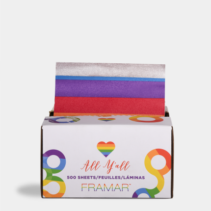 Caja Framar All Y’all Pride con 500 láminas de papel aluminio para mechas